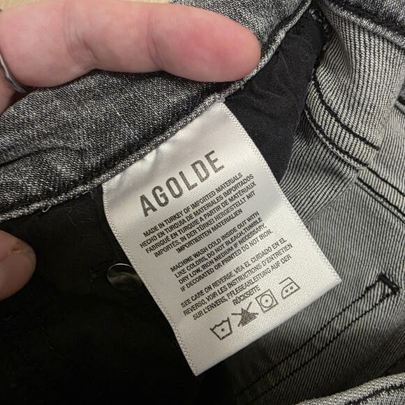 AGOLDE Gray High Rise Slim Fit Raw Hem Crop Stretch Casual Nico Jeans Size 30 - Picture 7 of 9